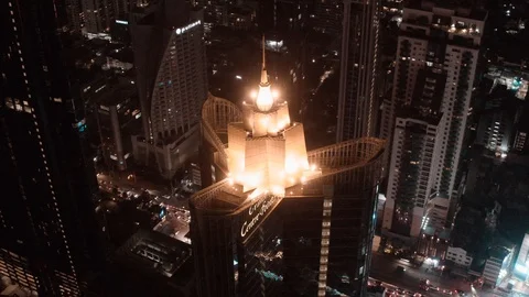 Aerial view of Asoke intersection and sky train station in Bangkok Thailand Stock Footage 129552722