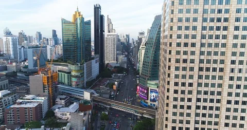 Aerial View Of Asoke On Sukhumvit In Bangkok, Thailand. Video stock 100704853