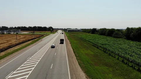 Aerial view of the asphalt road. Stock Footage 118164154