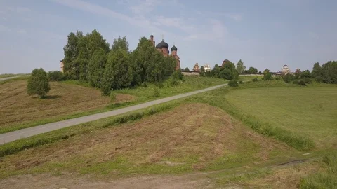 Aerial view of Assumption St. George's Monastery "Holy Bushlands" 4k Stock Footage 78496831