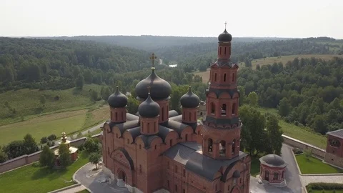 Aerial view of Assumption St. George's Monastery "Holy Bushlands" 4k Stock Footage 78499334