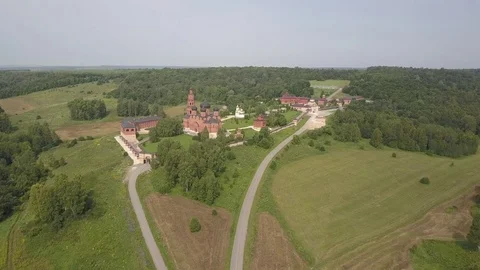 Aerial view of Assumption St. George's Monastery "Holy Bushlands" 4k Stock Footage 78499452