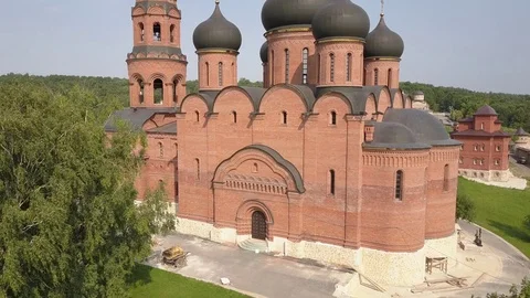 Aerial view of Assumption St. George's Monastery "Holy Bushlands" 4k Stock Footage 78499487