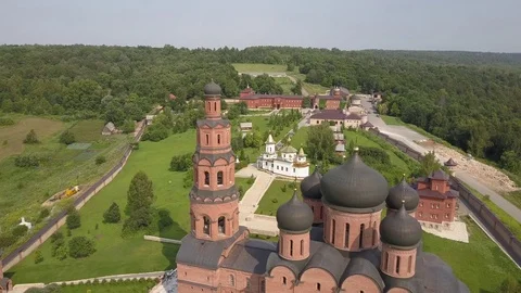Aerial view of Assumption St. George's Monastery "Holy Bushlands" 4k Stock Footage 78499528