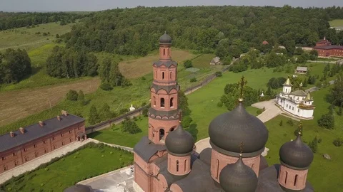 Aerial view of Assumption St. George's Monastery "Holy Bushlands" 4k Stock Footage 78500331