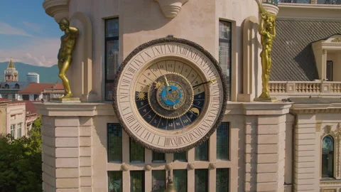 Aerial View Of The Astronomical Clock Tower In Batumi, Georgia Video stock 236950007