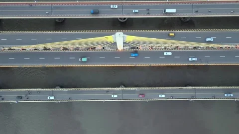 Aerial View of Atal Setu Bridge Over Mandovi River Goa India 動画素材 333160493