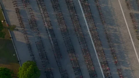Aerial View: Athletes push their limits in Belek s Ironman triathlon, featuring Stock Footage 296147922