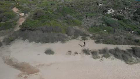 Aerial View of Athletic Man Running on the Beach 1 Vidéo 97255676