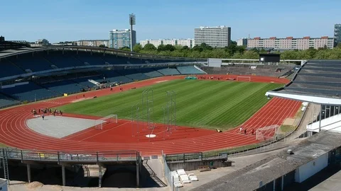 Aerial view on the athletic stadium in Malmö, Sweden Stock Footage 103567468