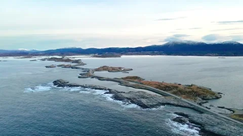 Aerial View of Atlantic Ocean Road, Norway, Scenic Coastal Highway Video stock 315501234