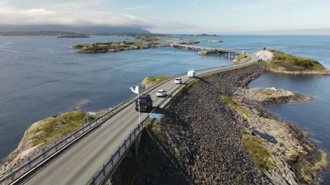 Aerial view of the Atlantic Ocean Road Stock Footage 345166720
