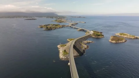 Aerial view of the Atlantic Ocean Road Stock Footage 345166864