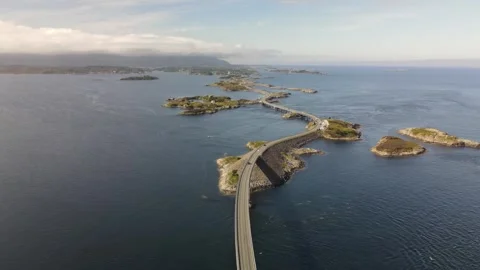 Aerial view of the Atlantic Ocean Road Stock Footage 345167938