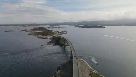 Aerial view of the Atlantic Ocean Road Stock Footage 345168540