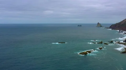 Aerial view of Atlantic ocean shore on Tenerife Stock Footage 102641753