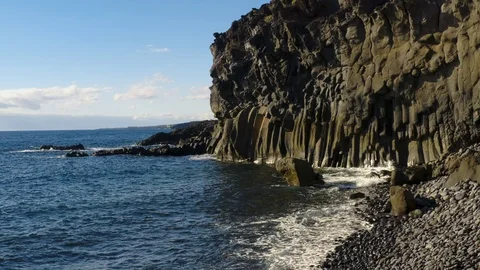 Aerial view of Atlantic ocean shore on Tenerife Stock Footage 102768448