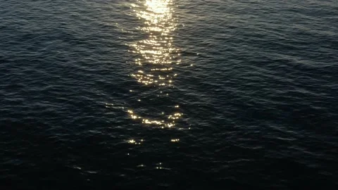 Aerial view of the Atlantic Ocean surface on the background of a beautiful Stock Footage 146681983