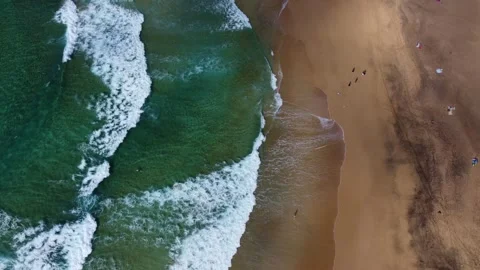 Aerial view of Atlantic ocean waves on cofete beach, fuerteventura, spain Video stock 286358798