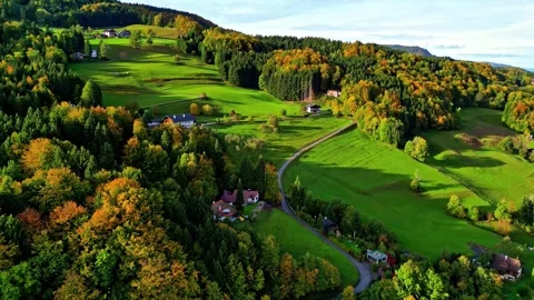 Aerial view of Attersee region in Upper Austria, Austria. Stock Footage 340663316