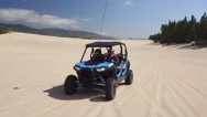 Aerial View Of Atv Driving On Sand Dunes, Oregon Stock Footage