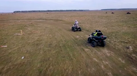 Aerial view of atv racing. Stock Footage 59993771