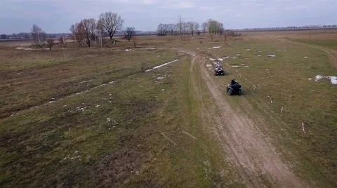 Aerial view of atv racing. Stock Footage 59994130