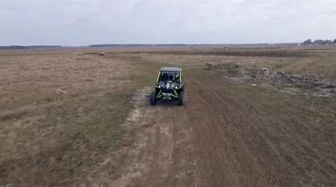 Aerial view of atv racing. Stock Footage 60006744