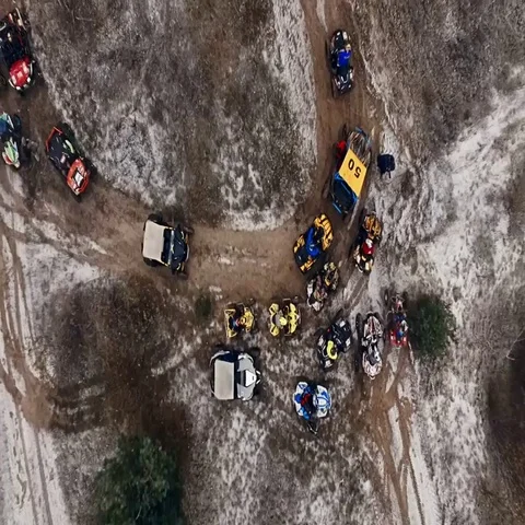 Aerial view of atv on the start. Stock Footage 69443802