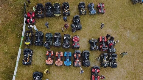 Aerial view of atv on the start. Stock Footage 104011449
