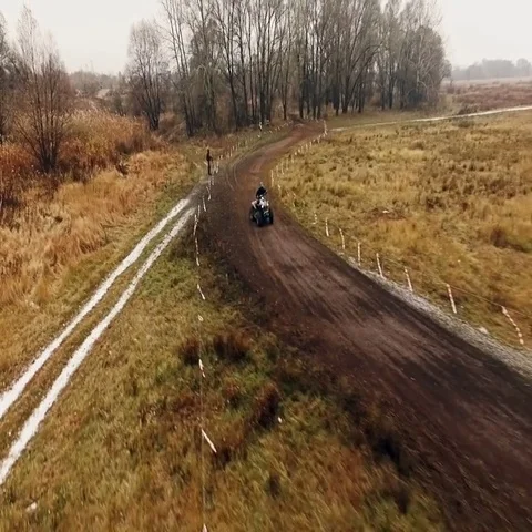 Aerial view of atv on the track. Stock Footage 69444399