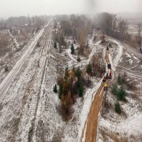 Aerial view of atv on the track. Stock Footage 69444504