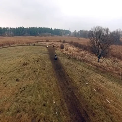 Aerial view of atv on the track. Stock Footage 69445189