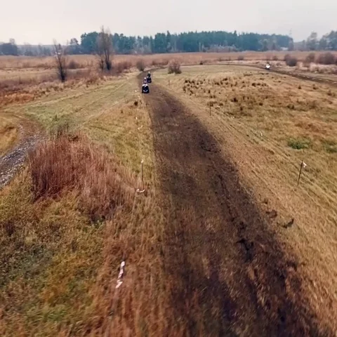 Aerial view of atv on the track. Stock Footage 69446067