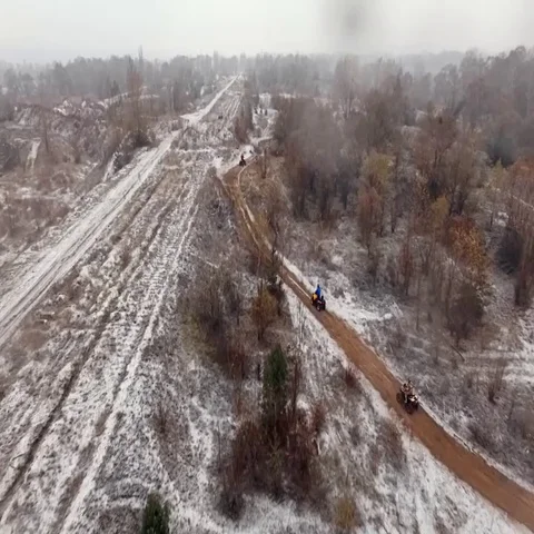 Aerial view of atv on the track. Stock Footage 69446749