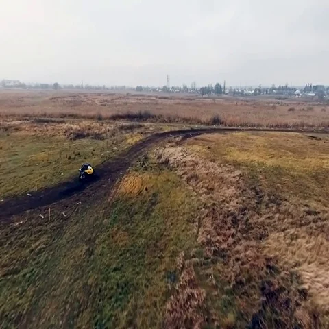 Aerial view of atv on the track. Stock Footage 69446916