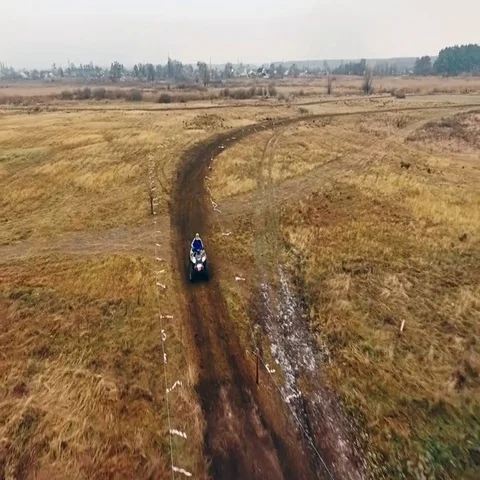 Aerial view of atv on the track. Stock Footage 69447089
