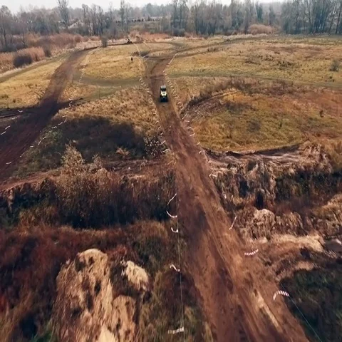 Aerial view of atv on the track. Stock Footage 69447178