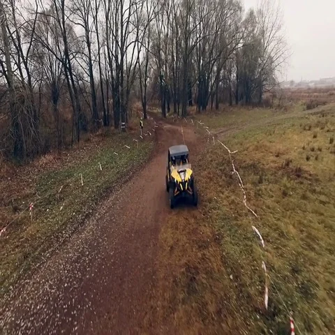Aerial view of atv on the track. Stock Footage 69447904