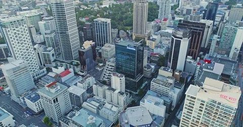 Aerial View Of Auckland City Skyline, New Zealand Stock Footage
