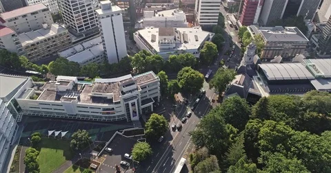 Aerial view of Auckland city skyline, New Zealand Stock Footage