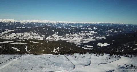 Aerial view of Austrian ski slopes Video stock 84869432