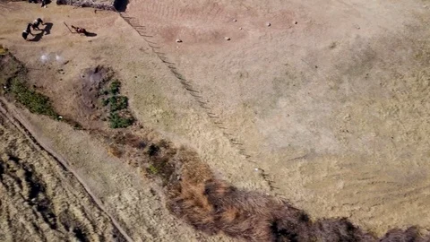 Aerial view of authentic mountain house and surroundings, freestyle aerial shot Stock Footage 89802459