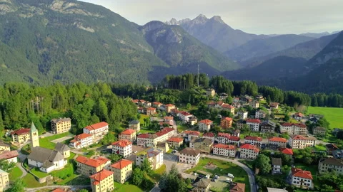 Aerial view of authentic town far in the mountains of Italy. Wonderful nature of Stock Footage 195693624