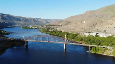 Aerial View Of The Auto Bridge Over The River Stock Footage 243321133