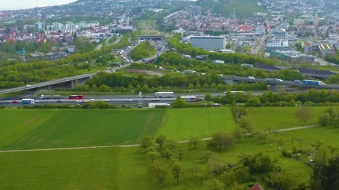 Aerial view of autobahn in Germany Stock Footage 309869508