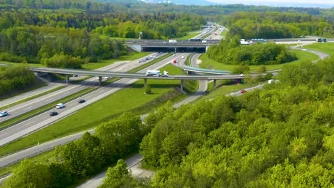 Aerial view of autobahn in Germany Stock Footage 309870446