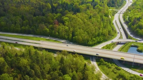 Aerial view of autobahn in Germany Stock Footage 309872142
