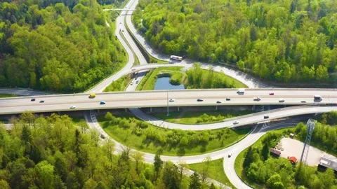 Aerial view of autobahn in Germany Stock Footage 309872167
