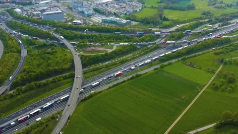 Aerial view of the autobahn triangle Leonberg Stock Footage 309869324